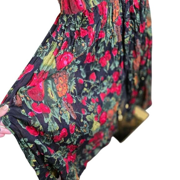 Vintage 90s Cotton Lined Gauzy Boho Grunge Dress Womens Size L Black - Picture 2 of 8